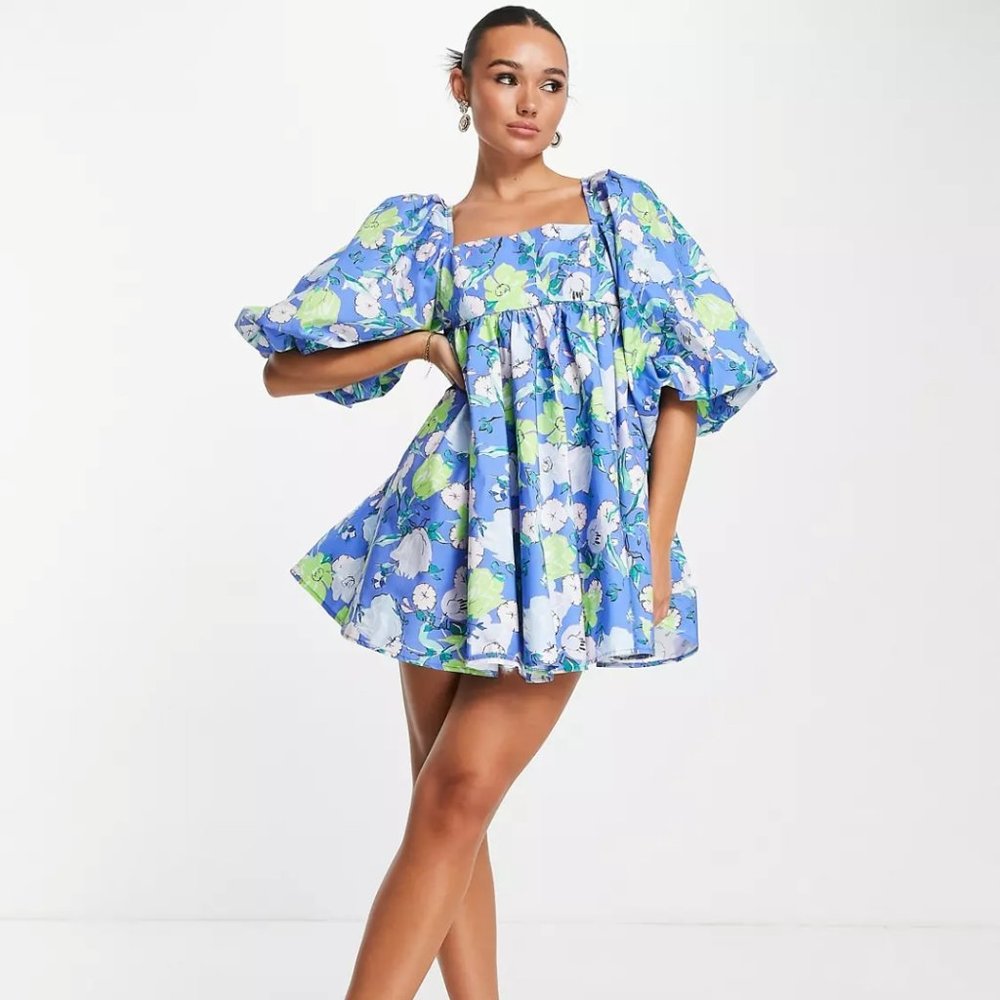 ASOS EDITION Puff Sleeve Empire Mini Dress